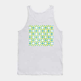 Lemon yellow with white and turquoise small shapes Tank Top